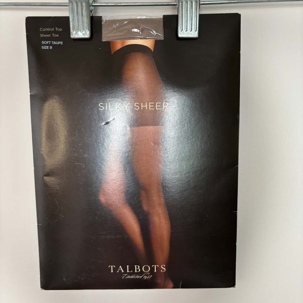 Talbots NEW silky sheer control top pantyhose womens B soft taupe sheer toe